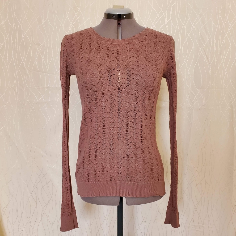 Noa Noa Lace Knit Top Scalloped Neck